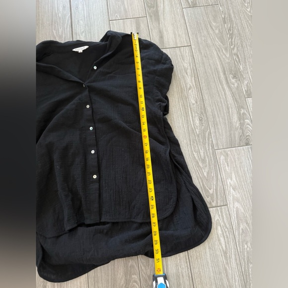 Nanette Lepore|Black Casual Button-Up Top in short sleeve,gauze beachy style•••L - Picture 11 of 13
